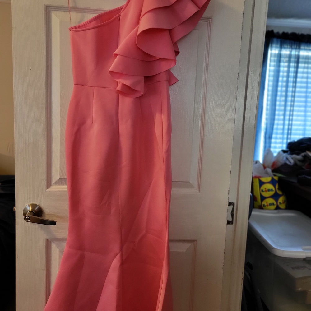 Pink One-Shoulder Ruffle Dress - Picture 2 of 5